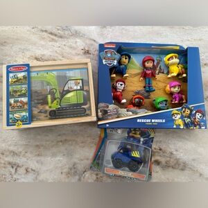 Paw Patrol Rescue Wheels Playset, Chase car and Melissa & Doug puzzle set